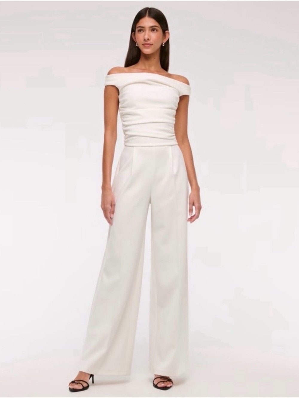 Off-Shoulder Wide-Leg Jumpsuit in White